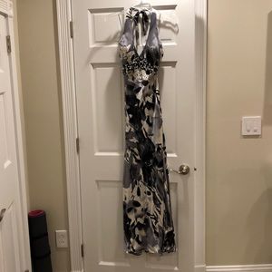 Satin beaded silk floor length dress